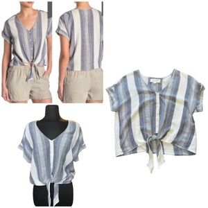 Cloth & Stone Stripe Tie Hem Shirt Medium